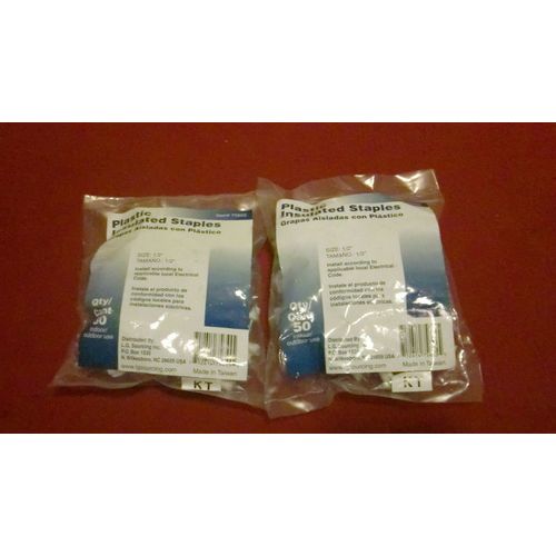 100 Pcs 2 bags of 50 Plastic insulated staples 1/2 electrical indoor outdoor