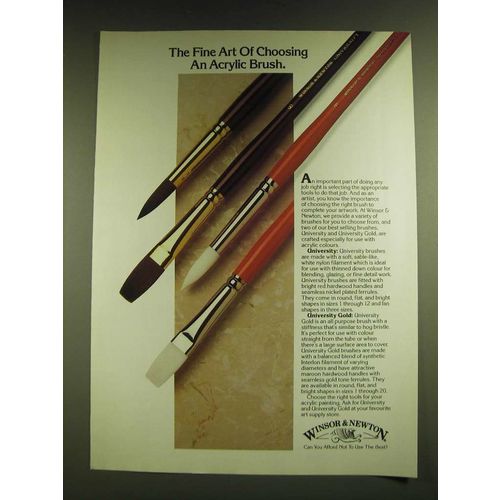 1990 Winsor & Newton Brushes Ad - university, University Gold