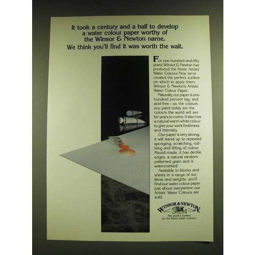 1990 Winsor & Newton Artists' Water Colour Paper Ad - It took a century