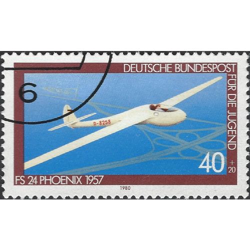 GERMANY, AIR, Glider FS 24 Phoenix, 1957, blue 1980, 40+20pf
