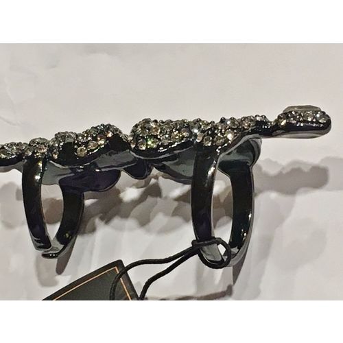 BCBG MAXAZRIA Knuckle Jointed Double Ring Women's Ring Size 7 HEMATITE