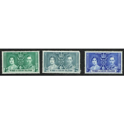 Turks & Caicos 1937 Coronation set 3v SG191/193 MM