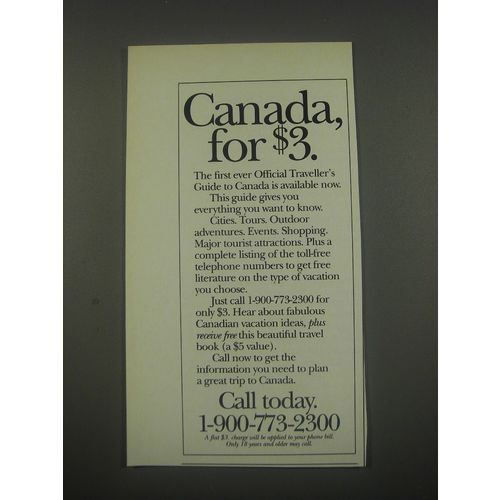 1991 Canada Tourism Ad - Canada, for $3.