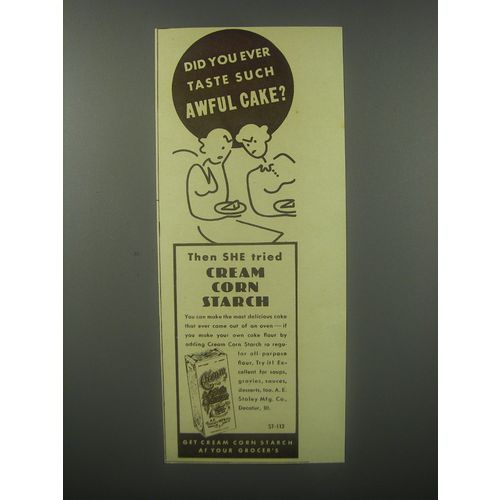 1937 Cream Corn Starch Ad - Did you ever taste such awful cake?