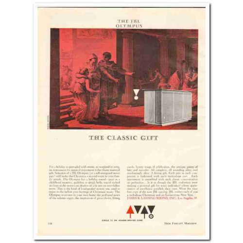JAMES B LANSING SOUND INC 1964 Classic JBL Olympus speaker vintage ad