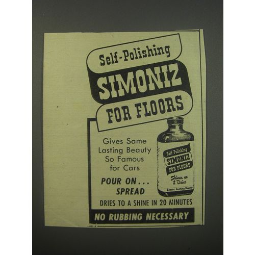 1943 Simoniz Wax Ad - Self-Polishing Simoniz for floors