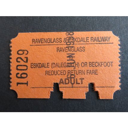 Ravenglass & Eskdale Railway Paper 1998 Ticket