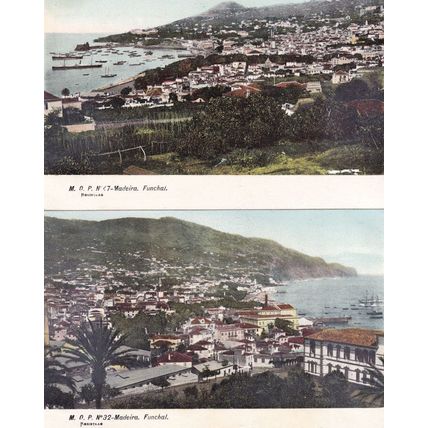 Madeira Funchal Spectacular 2x Antique Spanish Aerial Postcard