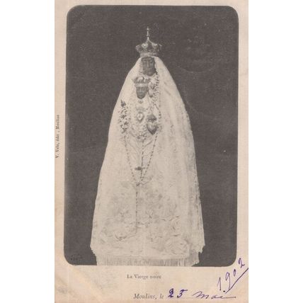 La Vierge Noire Black French Statue Antique 1902 Postcard