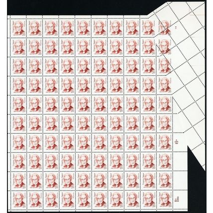 2179, MNH 20¢ Remarkable Fold Over Freak Error Sheet of 100 - Stuart Katz