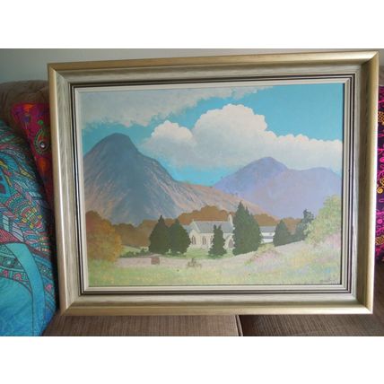 Mountain Landscape Painting Signed John Bell 1972 - Framed
