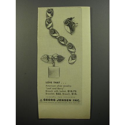 1956 Georg Jensen Jewelry Ad - Love that