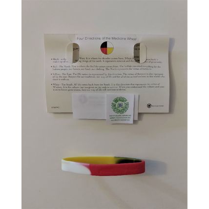 JUSTICE MEDICINE WHEEL SILICONE BRACELET 4 DIRECTIONS BLACK WHITE YELLOW RED