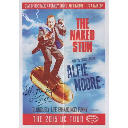 Alfie Moore The Naked Gun Stun Comedian Hand Signed Folded Flyer