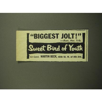 1960 Sweet Bird of Youth Play Advertisement - Biggest Jolt!