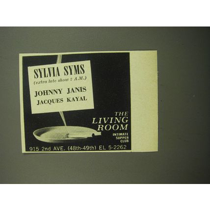 1960 The Living Room Club Ad - Sylvia Syms Johnny Janis Jacques Kayal