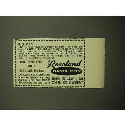 1960 Roseland Dance City Advertisement - Buddy Bair Orch