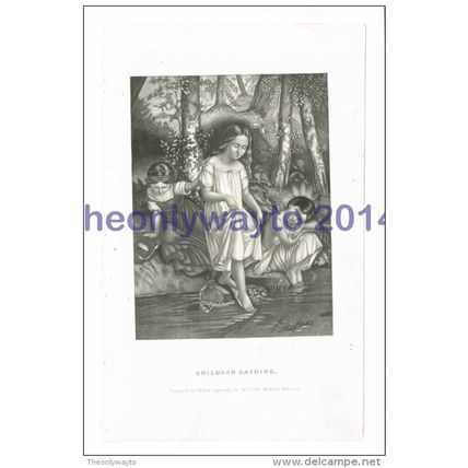Children Bathing, Lady's National Magazine, by Walter, Book Illustration (Print)