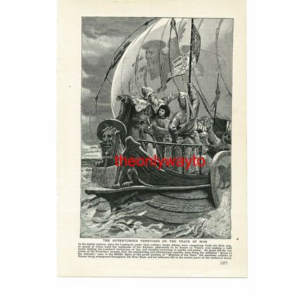 Venetians Under Alboin At Sea, On Track Of War, Book Illustration, 1907/9