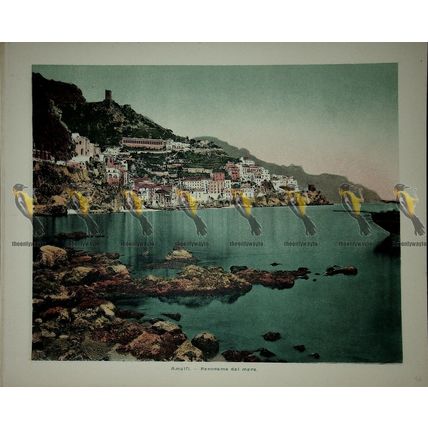 Amalfi, Panorama from the Sea, Italy, Book Illustration (Print), 1899