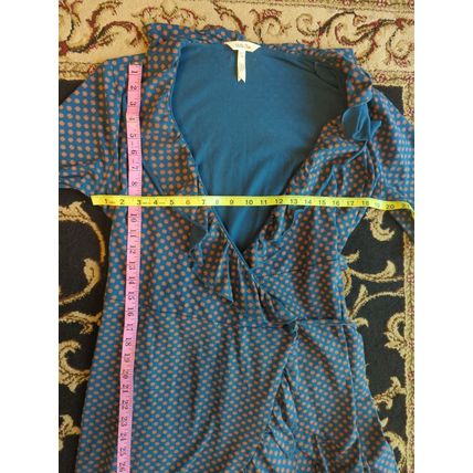 Matilda Jane Ruffled Wrap Dress Teal Blue Orange Size Large