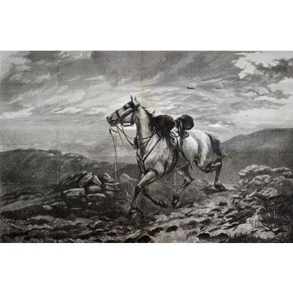 MASTERLESS 1870 George Housman Thomas - Horse VICTORIAN ENGRAVING