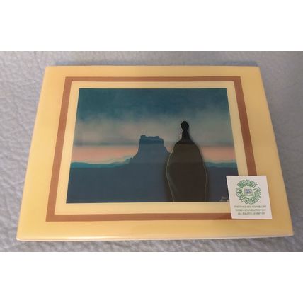 SOUTHWEST SUNSET ROBERT REDBIRD KIOWA NATIVE AMERICAN INDIAN ARTIST TILE w STAND