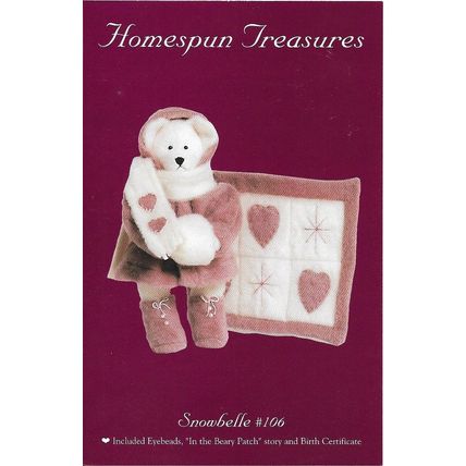 Homespun Treasures #106 18” Snowbelle Bear & Wall Hanging Craft Pattern ©1999