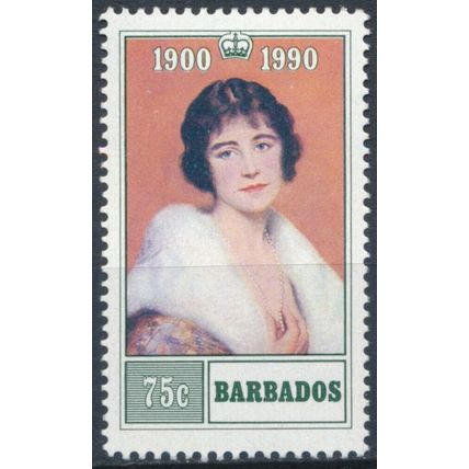 90th Birthday of The Queen Mother: 75c - Barbados 1990 - MNH - SG 919