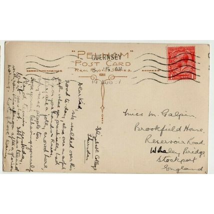 La Coupee Sark + 1927 GUERNSEY Machine Postmark to England