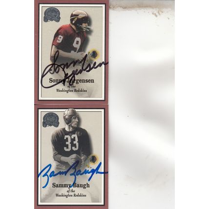 SONNY JURGENSEN & SAMMY BAUGH AUTO 2000 WASHINGTON REDSKINS HOF WORLD CHAMPIONS