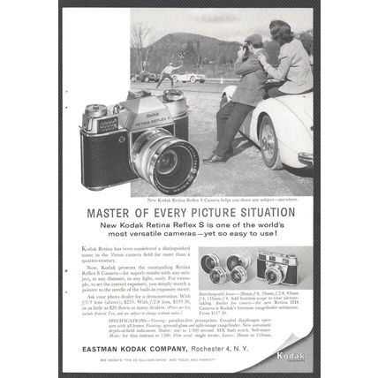 KODAK RETINA REFLEX S 35mm film CAMERA Original Vintage 1960 USA Magazine Advert