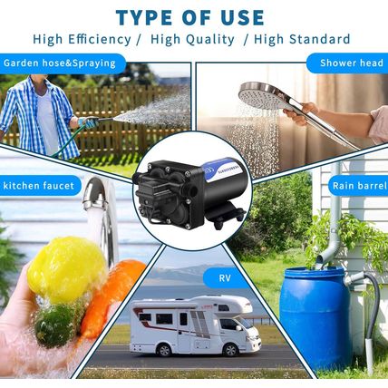 RV Fresh Water Pump 110V Water High Pressure Increase Booster Pump for Home Irri