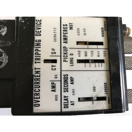 WESTINGHOUSE DB BREAKER 600AMP,NP59987D OVERCURRENT TRIPPING DEVICE,S-35Y6372,AH