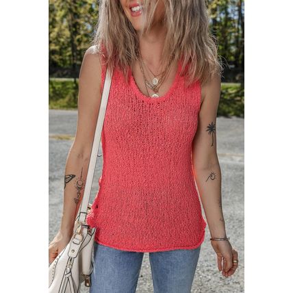 Flamingo Textured Knit U Neck Slim Fit Sweater Vest