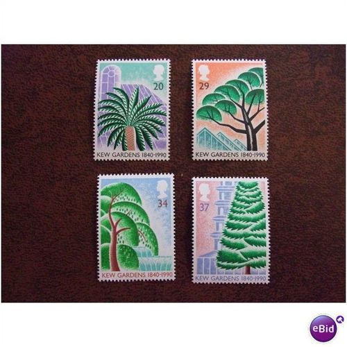 1990 GB Kew Gardens set of 4 unused mint stamps Trees Cedar Pine Willow Palm