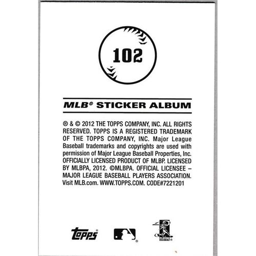 2012 Topps MLB Sticker Collection - #102 - Cliff Pennington