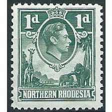 Northern Rhodesia 1951 SG28 1d Green Mounted Mint ....