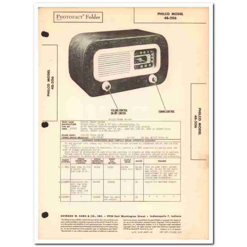 philco model 48-206 5-tube am radio receiver sams photofact manual