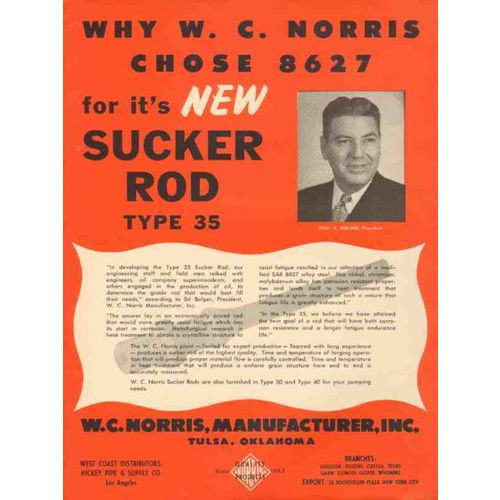 w c norris manufacturer 1953 edw c bolger new sucker rod vintage ad