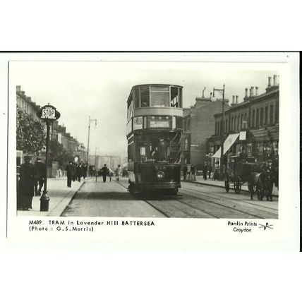 LONDON Lavender Hill Tram Postcard (Pamlin M489)