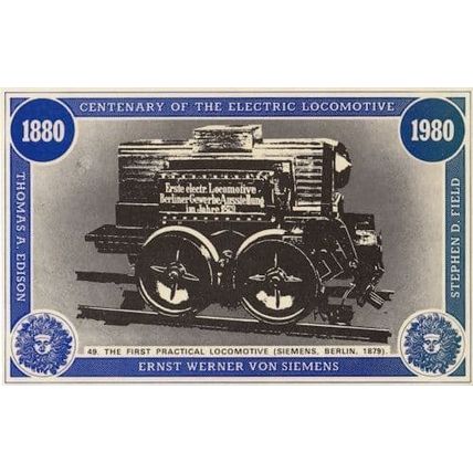 Ernst Werner Von Siemens Victorian Berlin 1879 1st Train Postcard