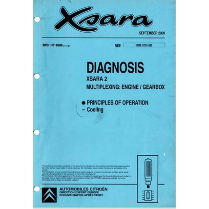 Citroen Xsara Diagnosis Principles Of Operation Cooling 2000 BRE0735GB PDF