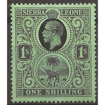Sierra Leone 1925 SG143 1/- Black/Emerald (thin) Mounted Mint .
