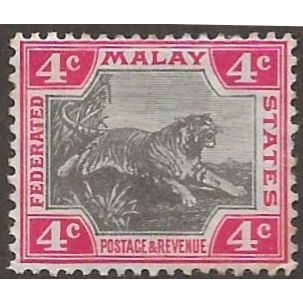 Federated Malay States 1904 SG36c 4c Black & Scarlet Mounted Mint ..