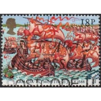 1988, 400th Anniversary of the Armada, 18p Value. Fleet Leaving Plymouth. F/Used