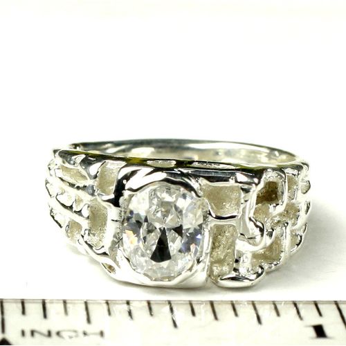 Cubic Zirconia (CZ), 925 Sterling Silver Men's Ring, SR197