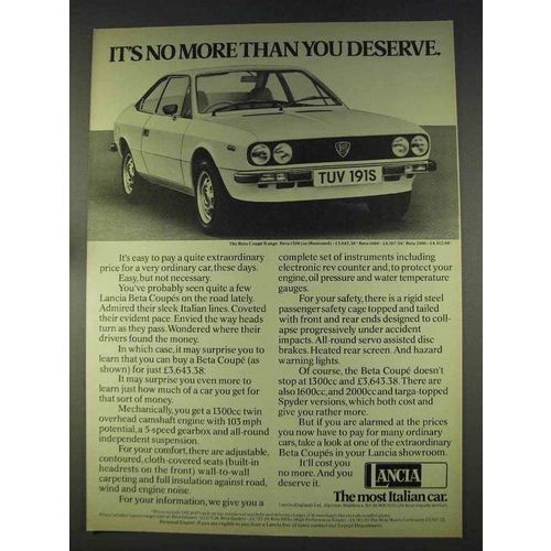 1977 Lancia Beta 1300 Coupe Ad - You Deserve
