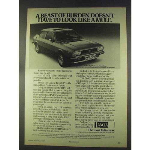 1977 Lancia Beta 2000 HPE Ad - A Beast of Burden