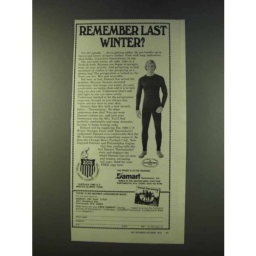 1979 Damart Underwear Ad - Remember Last Winter?